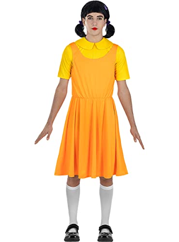 Funidelia | Squid Game Puppe Kostüm Offiziell Netflix für Damen Kostüm für Erwachsene & Verkleidung für Partys, Karneval & Halloween - Größe M - L - Orange von Funidelia