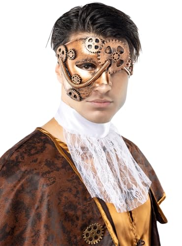 Funidelia | Steampunk Halbmaske für Herren Lustige & Ausgefallene, Western, Film und Serien - Zubehör für Erwachsene, Zubehör für Kostüm - Braun von Funidelia