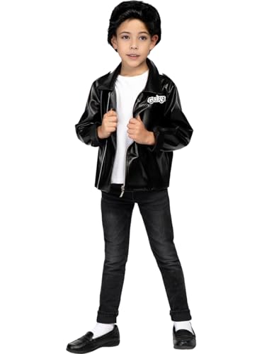 Funidelia | T-Birds Jacke - Grease für Jungen 50er Jahre: Rock & Roll, John Travolta, Grease, Film und Serien - Zubehör für Kinder, Zubehör für Kostüm - Größe 3-4 Jahre - Schwarz von Funidelia