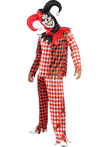 Funidelia | Unheimliches Narrenkostüm für Herren Clowns, Zirkus, Lustige & Ausgefallene - Kostüm für Erwachsene & Verkleidung für Partys, Karneval & Halloween - Größe L - XL - Schwarz von Funidelia