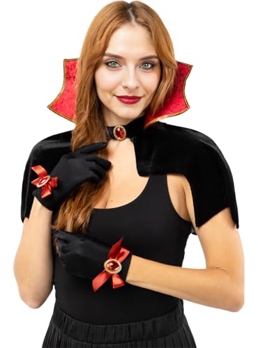 Funidelia | Vampir Kit für Damen Halloween, Horror, Dracula, Vampire - Zubehör für Erwachsene, Zubehör für Kostüm - Granatfarben von Funidelia