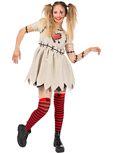 Funidelia | Voodoo-Puppen Kostüm für Damen Horror, Halloween, Puppe, Marionette & Kasper - Kostüm für Erwachsene & Verkleidung für Partys, Karneval & Halloween - Größe XL - Weiß von Funidelia