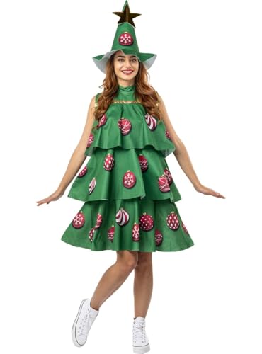 Funidelia | Weihnachtsbaum Kostüm für Damen Weihnachten, Baum - Kostüme für Erwachsene & Verkleidung für Partys, Karneval & Halloween - Einheitsgröße - Grün von Funidelia