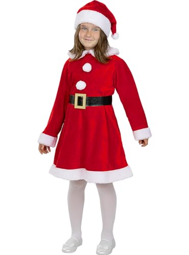 Funidelia | Weihnachtskostüm deluxe für Mädchen Miss Santa, Weihnachten - Kostüme für Kinder & Verkleidung für Partys, Karneval & Halloween - Größe 7-9 Jahre - Rot von Funidelia