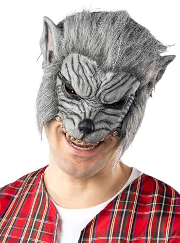 Funidelia | Werwolf Maske für Herren Horror, Werwolf, Böse Wolf, Halloween - Zubehör für Erwachsene, Zubehör für Kostüm - Braun von Funidelia