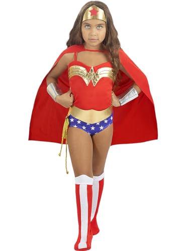 Funidelia | Wonder Woman Kostüm classic für Mädchen Superhelden, DC Comics, Justice League - Kostüme für Kinder & Verkleidung für Partys, Karneval & Halloween - Größe 3-4 Jahre - Blau von Funidelia