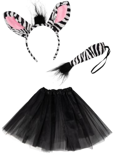 Funidelia | Zebra Kostüm Zubehör Kit für Damen Tiere - Kostüm für Erwachsene & Verkleidung für Partys, Karneval & Halloween - Schwarz von Funidelia