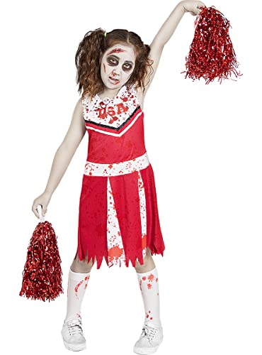 Funidelia | Zombie-Cheerleaderin Kostüm für Mädchen Untoter, Halloween, Horror - Kostüm für Kinder & Verkleidung für Partys, Karneval & Halloween - Größe 3-4 Jahre - Rot von Funidelia