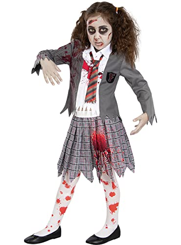 Funidelia | Zombie-Studentenkostüm mit Strumpfhosen für Mädchen Untoter, Halloween, Horror - Kostüm für Kinder & Verkleidung für Partys, Karneval & Halloween - Größe 5-6 Jahre - Grau/Silber Funidelia | Zombie-Studentenkostüm mit Strumpfhosen für Mädchen Untoter, Halloween, Horror - Kostüm für Kinder & Verkleidung für Partys, Karneval & Halloween - Größe 5-6 Jahre - Grau/Silber von Funidelia