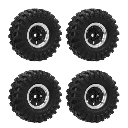 Funien 1.0 Beadlock-Radfelge, Aluminiumlegierung RC Beadlock-Radnabe mit Reifen 6 Löchern, für 1/24 RC Crawler Car (Schwarz) von Funien