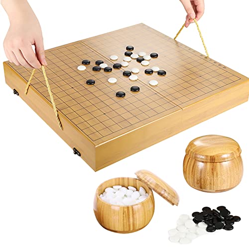 Funien Tragbares Go-Set aus Holz, Go-Brettspiel-Set, Go-Schachspiel mit Aufbewahrungsbox, chinesisches Strategie-Brettspiel von Funien