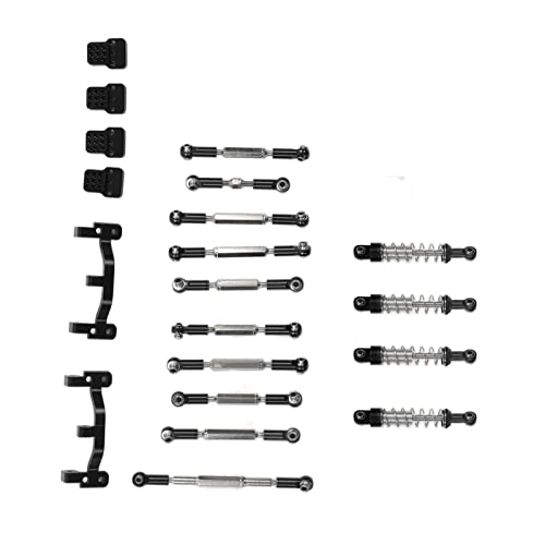 Funien Upgrade-Ersatzmetallsatz, Stoßdämpfer aus Aluminiumlegierung mit Spurstange und Halterung, für C24 C14 C14K C24K RC-Car (Schwarz) von Funien