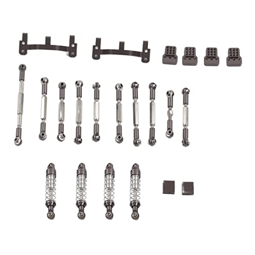 Funien Upgrade-Ersatzmetallsatz, Stoßdämpfer aus Aluminiumlegierung mit Spurstange und Halterung, für C24 C14 C14K C24K RC-Car (Ti Farbe) von Funien