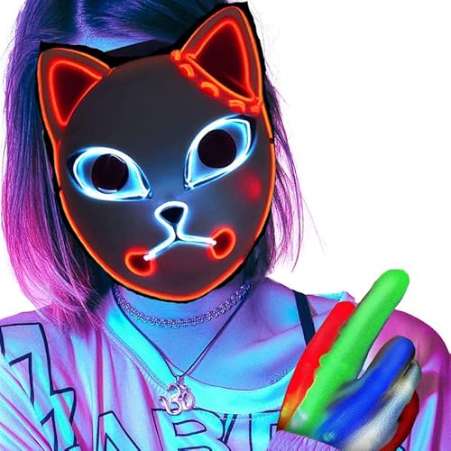 Funjoyz Demon Halloween Slayer Maske,LED Dämonen Mörder Maske,Fuchs Horror Maske,Steuerbar,Generische Halloween Maske,Halloween,Weihnachten,Neujahr,Fasching KostüM FüR Damen Und Herren Funjoyz Demon Halloween Slayer Maske,LED Dämonen Mörder Maske,Fuchs Horror Maske,Steuerbar,Generische Halloween Maske,Halloween,Weihnachten,Neujahr,Fasching KostüM FüR Damen Und Herren von Funjoyz