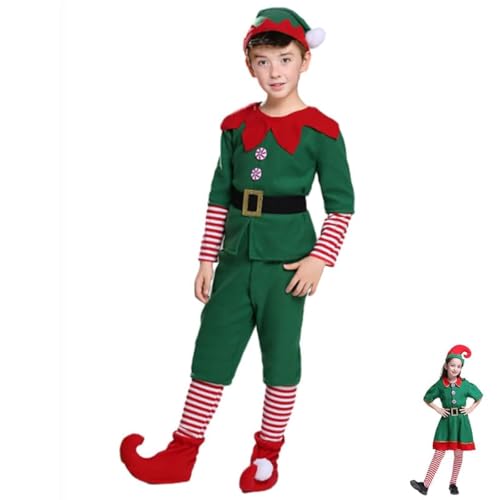 Funjoyz Elfenns Weihnachten Kostüm für Kinder Junge Mädchen,Elfenns Weihnachtskostüme für Kinder,Weihnachten Kinderkleider für Kinder Karneval Maskerade Neujahr Cosplay Party Halloween von Funjoyz