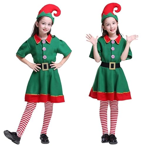 Funjoyz Elfenns Weihnachten Kostüm für Kinder Junge Mädchen,Elfenns Weihnachtskostüme für Kinder,Weihnachten Kinderkleider für Kinder Karneval Maskerade Neujahr Cosplay Party Halloween von Funjoyz