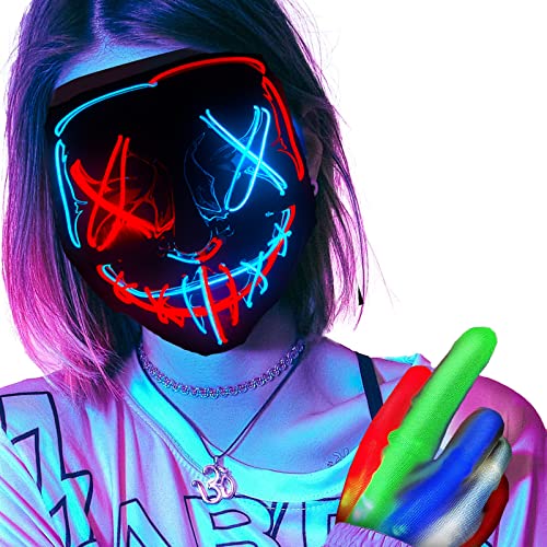 Funjoyz Glühende Halloween Maske, Horror Maske,steuerbar,generische Halloween Maske,für Halloween,Fasching und Fasching als Kostüm für Damen und Herren Funjoyz Glühende Halloween Maske, Horror Maske,steuerbar,generische Halloween Maske,für Halloween,Fasching und Fasching als Kostüm für Damen und Herren von Funjoyz