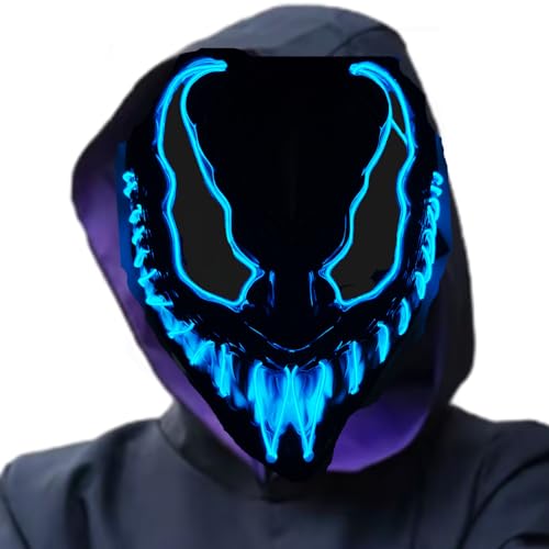 Funjoyz Halloween Venomms Maske,LED Horror Maske,Generische Maske FüR Erwachsene Damen Herren Halloween Carnival Fasching Masquerade Cosplay Weihnachten Neujahr Familientreffen von Funjoyz