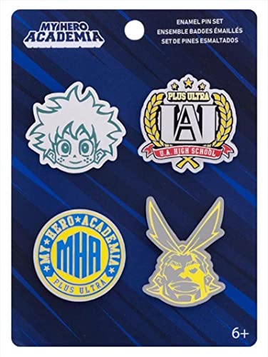 Loungefly FUNKO 4 Packung PIN SET: MHA - U.A. High School - UA HIGH - My Hero Academia Emaille-Nadeln - Niedliche Brosche Zum Sammeln - Für Rucksäcke & Taschen - Geschenkidee - Anime Fans von Funko