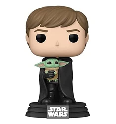 Funko Pop! Star Wars: The Mandalorian - Luke Skywalker mit Grogu (The Child, Baby Yoda) - Vinyl-Sammelfigur - Geschenkidee - Offizielle Handelswaren - Spielzeug Für Kinder und Erwachsene - TV Fans von Funko