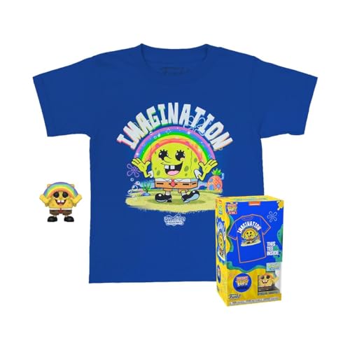 Funko Pocket Pop! & Tee: Spongebob Squarepants - SB mit Rainbow - Für Kinder - Medium - T-Shirt - Kleidung mit Vinyl-Minifigur Zum Sammeln - Geschenkidee - Spielzeug und Kurzärmeliges Top Männer von Funko