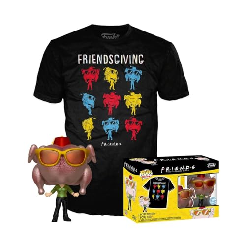 Funko Pop! & Tee: Friends-onica mit Turkey - Monica with Turkey - Medium - T-Shirt - Kleidung mit Vinyl-Sammelfigur - Geschenkidee - Spielzeug und Kurzärmeliges Top Für Erwachsene Männer von Funko