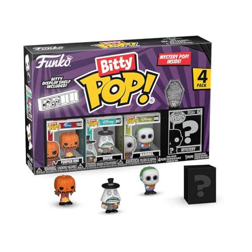 Funko Bitty Pop! The Nightmare Before Christmas - Pumpkin Jack 4PK - Pumpkin King, Mayor (Frowning), Barrel und eine Überraschungs-Mini-Figur - 0.9 Inch (2.2 cm) Sammlerstück - Geschenkidee von Funko