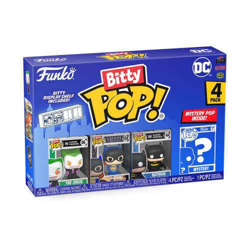 Funko Bitty Pop! DC - Batman, Batgirl, The Joker und eine Überraschungs-Mini-Figur - 0.9 Inch (2.2 cm) - DC Comics Sammlerstück Stapelbares Display-Regal Inklusive - Geschenkidee von Funko