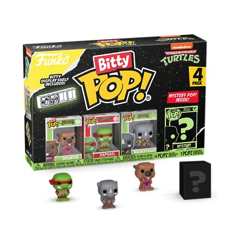 Funko Bitty Pop! Teenage Mutant Ninja Turtles - Splinter, Raphael, Rocksteady und eine Überraschungs-Mini-Figur - 0.9 Inch (2.2 cm) - TMNT Sammlerstück Stapelbares Display-Regal Inklusive - TV Fans von Funko