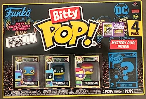 Funko Bitty Pop! Blacklight DC Mini Sammelspielzeug - Batman, The Riddler, Batgirl & Mystery Chase Figur (Stile können variieren) 4er-Pack LE 4000 von Funko