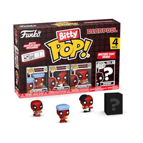 Funko Bitty Pop! Deadpool (Bathtime), Bitty Pop! Deadpool (Flamenco), Bitty Pop! Deadpool (Supper Hero) und eine Überraschungs-Mini-Figur - 0.9 Inch (2.2 cm) - Geschenkidee von Funko