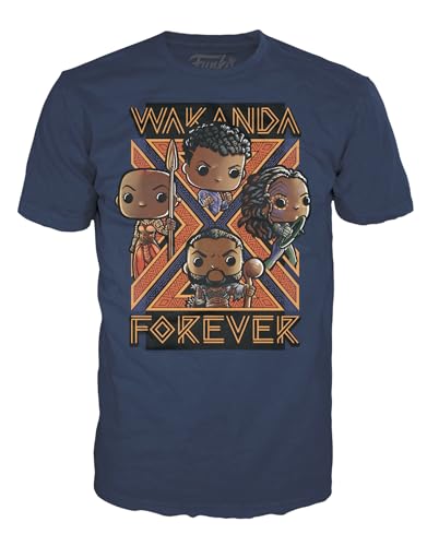 Funko Boxed Tees: Black Pander - Wakanda Forever - Group - (S) - Black Panther - Wakanda Forever - T-Shirt - Kleidung - Geschenkidee - Kurzärmeliges Top Für Erwachsene Männer und Frauen - Movies Fans von Funko