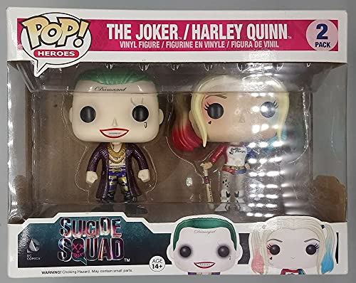 Funko FK9133 Suicide Squad Puppen- Joker und Harley Quinn Metallic Variante 2er Pack Vinyl Figur 10 cm limitiert von Funko