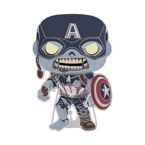 Funko Pop! Large Enamel Pin MARVEL: Marvel - Captain America - What If - ZOMBIE CAPTAIN AMERICA - Marvel What If Emaille-Nadeln - Niedliche Brosche Zum Sammeln - Für Rucksäcke & Taschen von Funko