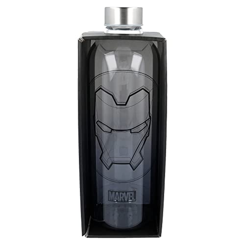 Funko ST-00263 Iron Man Glasflasche 1030 Ml, Kunststoff, Schwarz von Stor