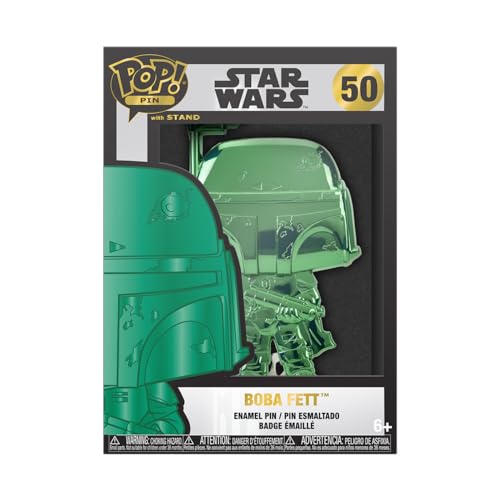 Funko Large Pop! Enamel Pin - The Mandalorian - Star Wars: Dark Side - Boba Fett Neon - Star Wars: The Mandalorian - Emaille-Nadeln - Niedliche Brosche Zum Sammeln - Für Rucksäcke & Taschen von Funko