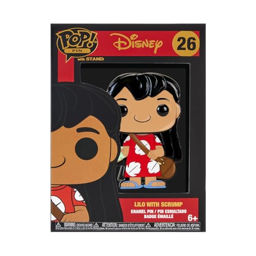 Funko Large Pop! Enamel Pin Disney: Lilo and Stitch - Lilo with Scrump Enamel Pin - Disney: Lilo & Stitch - Emaille-Nadeln - Niedliche Brosche Zum Sammeln - Für Rucksäcke & Taschen von Funko