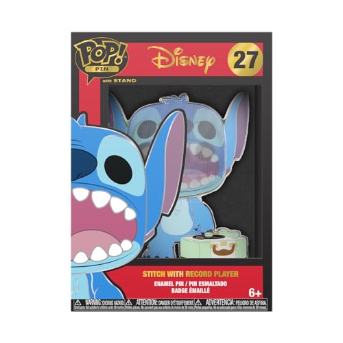 Funko Large Pop! Enamel Pin - Disney: Lilo and Stitch - Stitch with Record Player - Disney: Lilo & Stitch - Emaille-Nadeln - Niedliche Brosche Zum Sammeln - Für Rucksäcke & Taschen von Funko