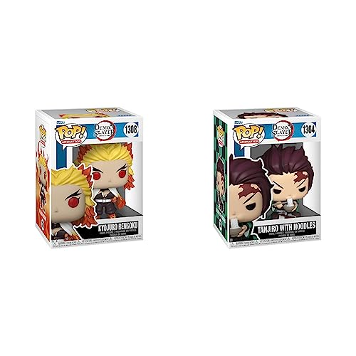 Funko POP! Animation: Demon Slayer - Rengoku - Vinyl-Sammelfigur & POP! Animation: Demon Slayer - Tanjiro Mit Noodles von Funko