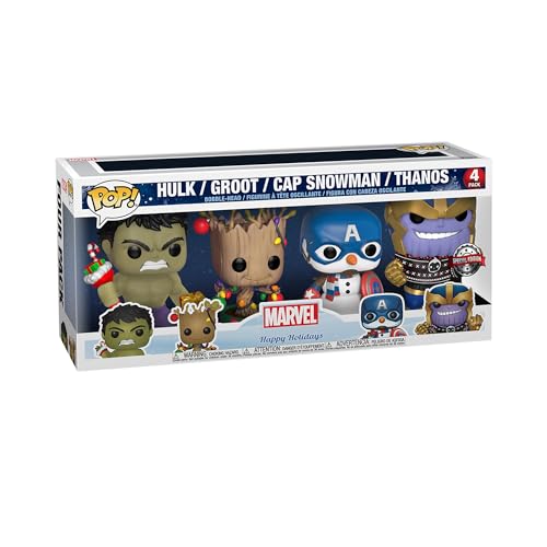 Funko Pop! Marvel: Holiday - Hulk, Groot, Captain America Snowman and Thanos - 4PK - Marvel Comics - Vinyl-Sammelfigur - Geschenkidee - Offizielle Handelswaren - Comic Books Fans von Funko
