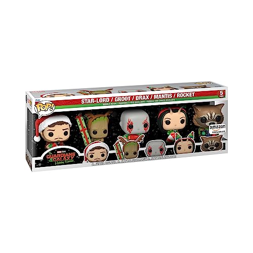 Funko Pop! Marvel: Holiday - Starlord, Groot, Drax, Mantis and Rocket Raccoon - Guardians of The Galaxy 5 Packung - Amazon-Exklusiv - Vinyl-Sammelfigur - Geschenkidee - Offizielle Handelswaren von Funko