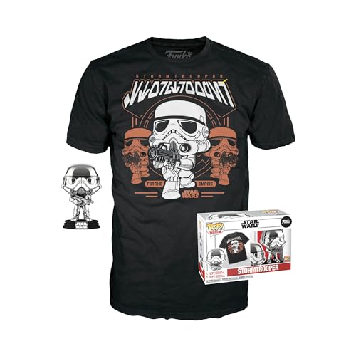 Funko Pop! & Tee: SW - Stormtrooper - Medium - Sturmtruppler - Star Wars - T-Shirt - Kleidung mit Vinyl-Sammelfigur - Geschenkidee - Spielzeug und Kurzärmeliges Top Für Erwachsene Männer von Funko