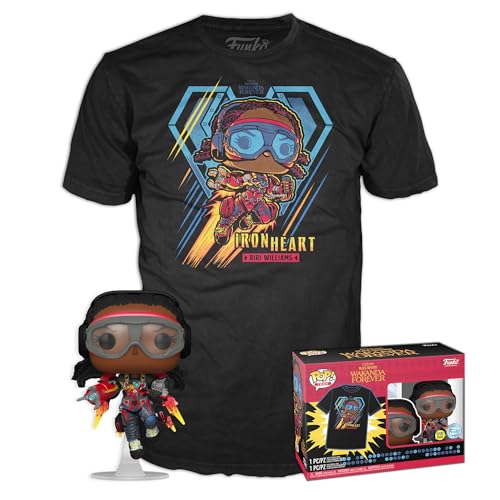 Funko Pop! & Tee: Black Panther Wakanda Forever - Ironheart MK1 - Leuchtet Im Dunkeln - Large - (L) - T-Shirt - Kleidung mit Vinyl-Sammelfigur - Geschenkidee - Spielzeug und Kurzärmeliges Top von Funko