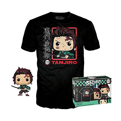 Funko Pop! & Tee: Demon Slayer - Tanjiro - (BL) - Extra Large - (XL) - T-Shirt - Kleidung mit Vinyl-Sammelfigur - Geschenkidee - Spielzeug und Kurzärmeliges Top Für Erwachsene Männer und Frauen von Funko