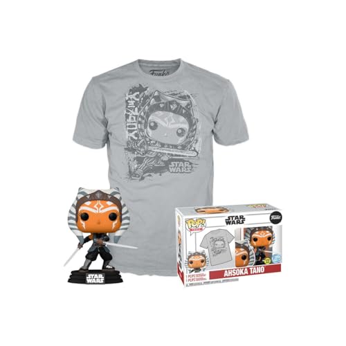 Funko POP! & Tee: Mandolorian - Ahsoka Tano - Leuchtet Im Dunkeln - S - Star Wars - T-Shirt - Kleidung Mit Vinyl-Sammelfigur - Geschenkidee - Spielzeug Und Kurzärmeliges Top Für Erwachsene Männer von Funko