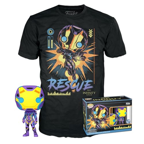 Funko Pop! & Tee: Marvel Blacklight - Rescue - Extra Large - (XL) - T-Shirt - Kleidung mit Vinyl-Sammelfigur - Geschenkidee - Spielzeug und Kurzärmeliges Top Für Erwachsene Männer und Frauen von Funko