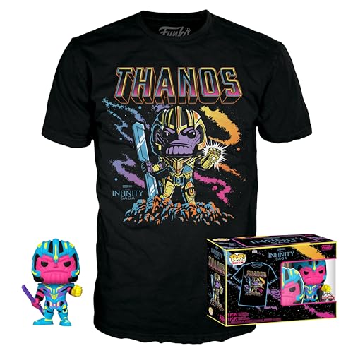 Funko POP! & Tee: Marvel - Thanos - (BKLT) - Medium - T-Shirt - Kleidung mit Vinyl-Sammelfigur - Geschenkidee - Spielzeug und Kurzärmeliges Top Für Erwachsene Männer und Frauen - Movies Fans von Funko