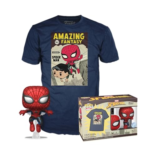 Funko POP! & Tee: Spider-Man - Comic Cover - Metallisch - Large - T-Shirt - Kleidung mit Vinyl-Sammelfigur - Geschenkidee - Spielzeug und Kurzärmeliges Top Für Erwachsene Männer von Funko