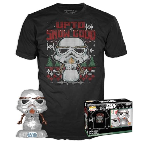 Funko POP! & Tee: Star Wars - Holiday Stormtrooper - Metallisch - L - Sturmtruppler - T-Shirt - Kleidung Mit Vinyl-Sammelfigur - Geschenkidee - Spielzeug Und Kurzärmeliges Top Für Erwachsene Männer von Funko