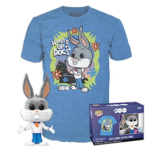 Funko Pop! & Tee: WB100- Bugs Bunny Fred Bunny As Fred - Beflockt - Large - (L) - Warner Bros/Looney Tunes - T-Shirt - Kleidung mit Vinyl-Sammelfigur - Geschenkidee Für Erwachsene Männer und Frauen von Funko